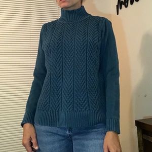 blue cable sweater